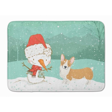 Carolines Treasures Pembroke Corgi Snowman Christmas Machine Washable Memory Foam Mat CK2060RUG